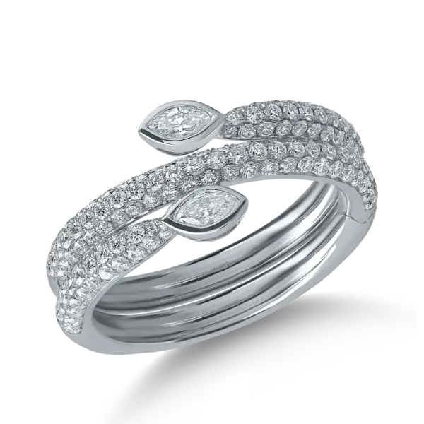 Inel dublu din aur alb cu diamante de 1.07ct