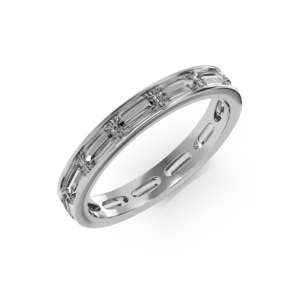Inel eternity din aur alb cu diamante baguette de 1.7ct