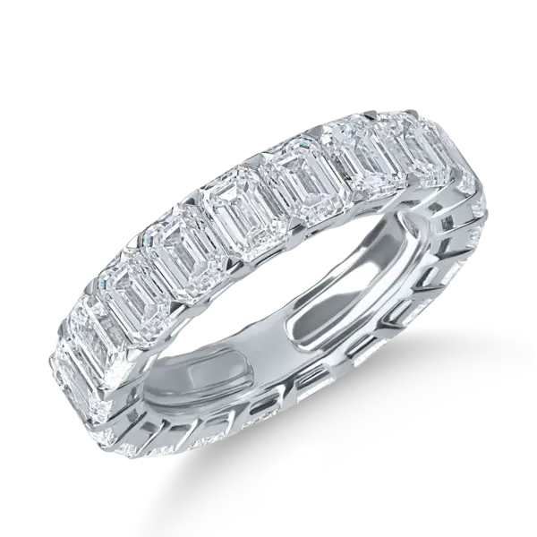 Inel eternity din aur alb cu diamante baguette de 7.73ct