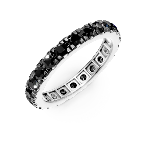 Inel eternity din aur alb cu diamante negre de 1.78ct