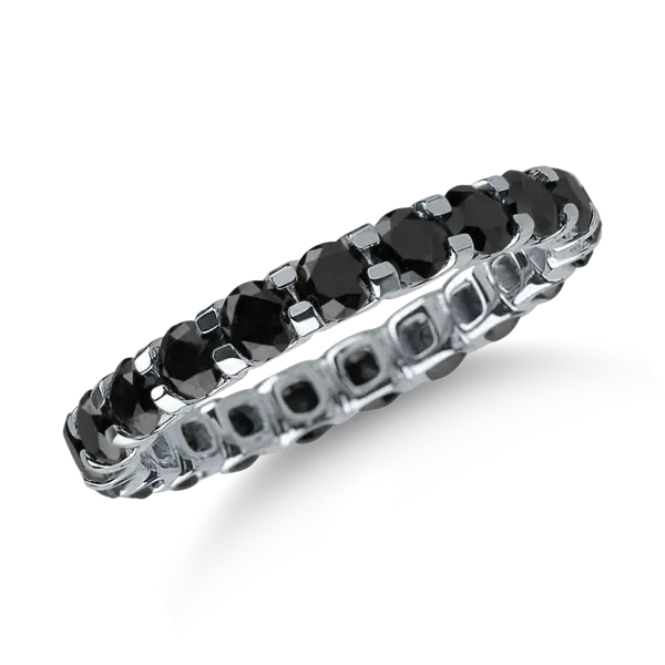 Inel eternity din aur alb cu diamante negre de 2.4ct