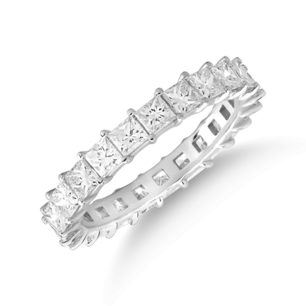 Inel eternity din aur alb cu diamante princess de 2.5ct