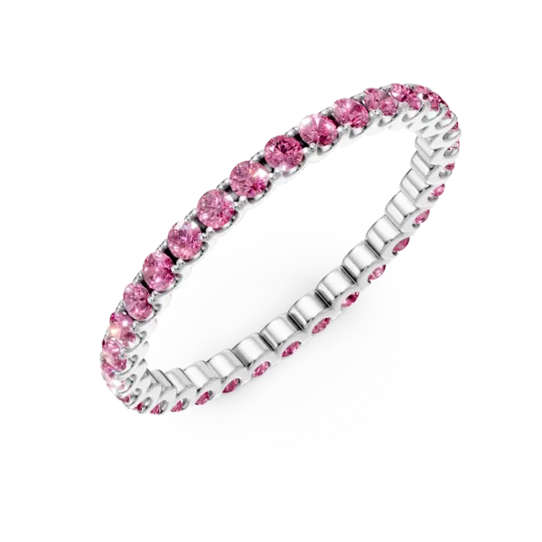 Inel eternity din aur alb cu rubine de 0.7ct