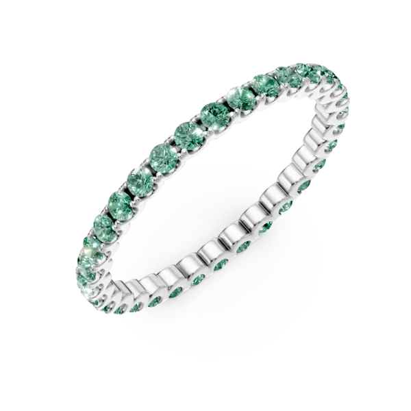 Inel eternity din aur alb cu smaralde de 0.5ct