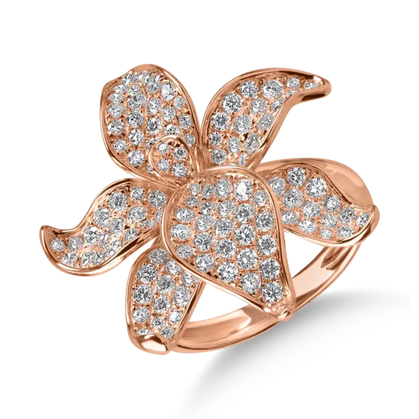 Inel floral din aur roz cu diamante de 1.29ct