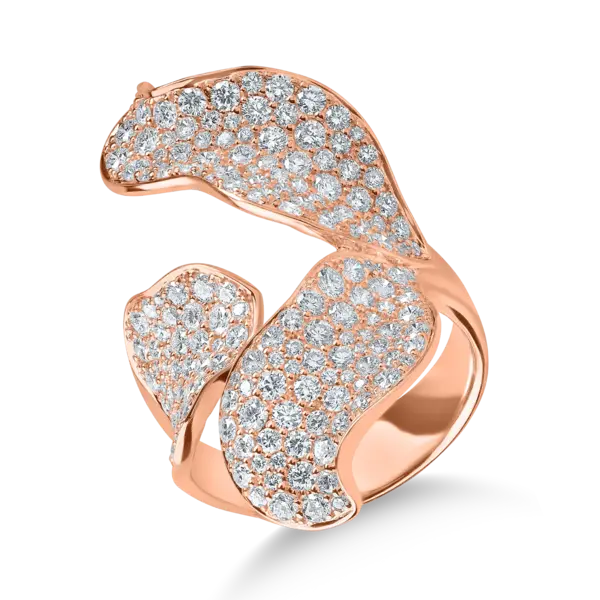 Inel floral din aur roz cu diamante de 2.44ct