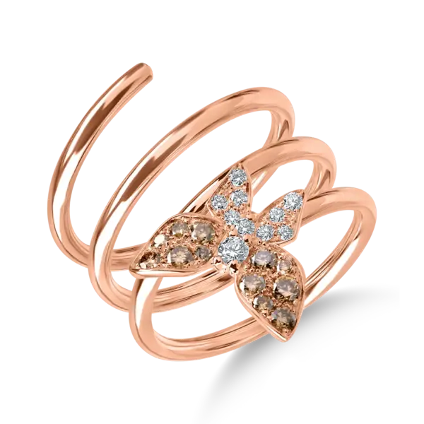 Inel fluture din aur roz cu diamante de 0.4ct