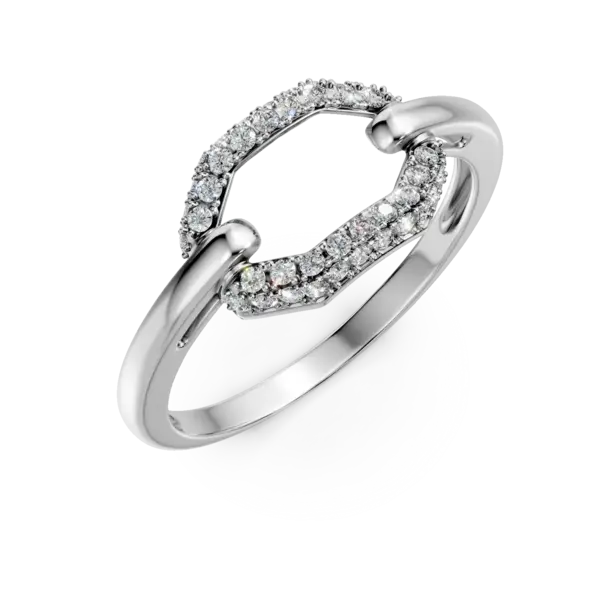 Inel geometric din aur alb cu diamante de 0.1ct