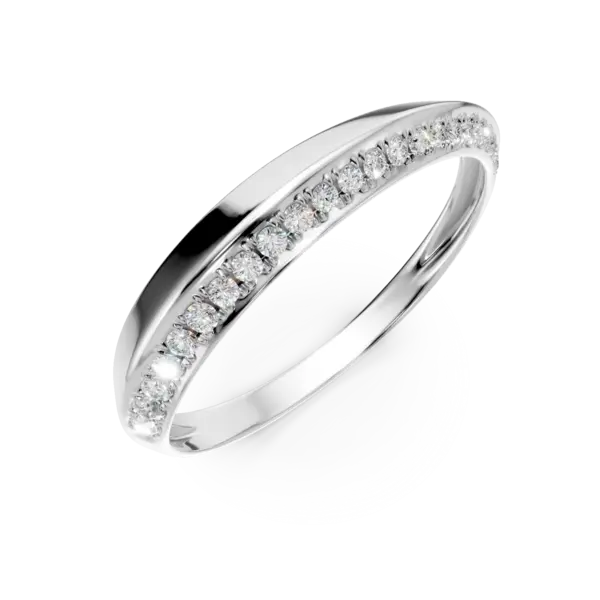 Inel geometric din aur alb cu diamante de 0.1ct