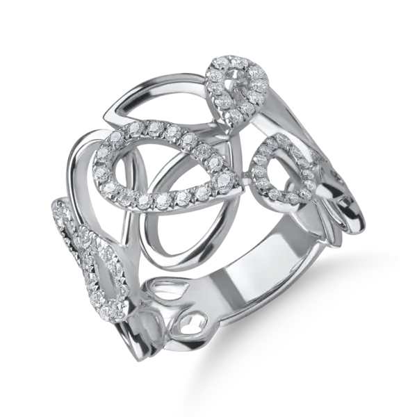 Inel geometric din aur alb cu diamante de 0.5ct