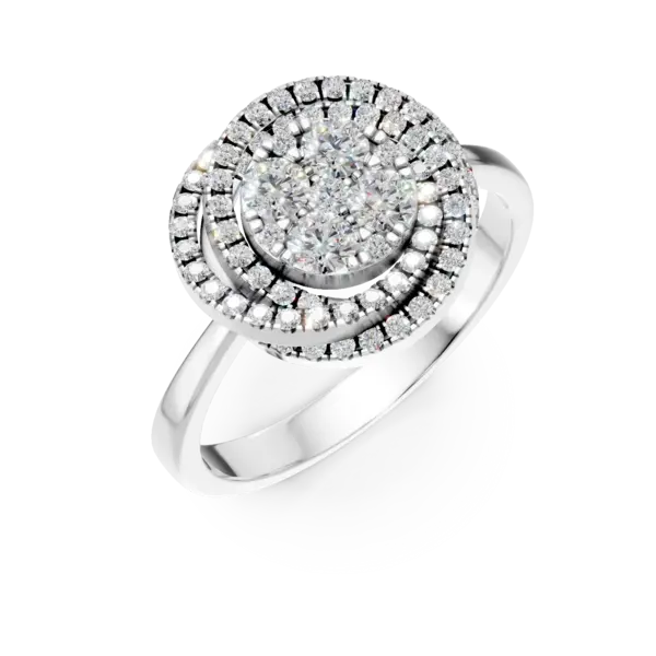 Inel geometric din aur alb cu diamante de 0.6ct