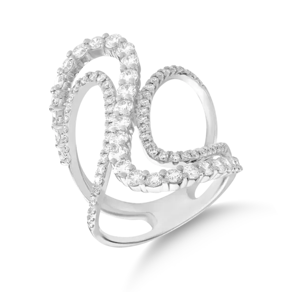 Inel geometric din aur alb cu diamante de 1.7ct