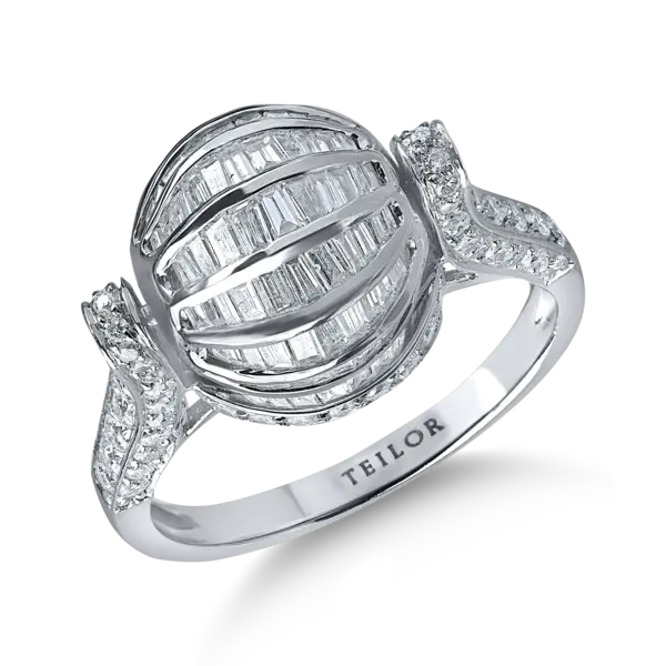 Inel geometric din aur alb cu diamante de 1.8ct