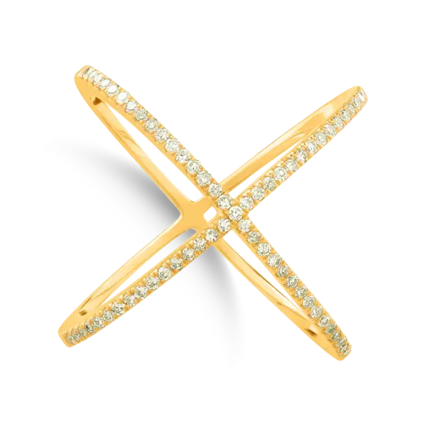 Inel geometric din aur galben cu diamante de 0.2ct