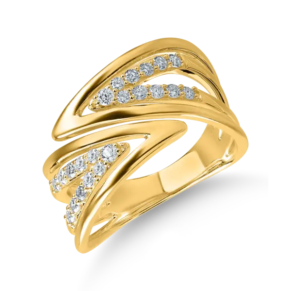 Inel geometric din aur galben cu diamante de 0.36ct