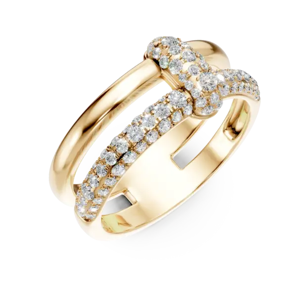 Inel geometric din aur galben cu diamante de 0.53ct