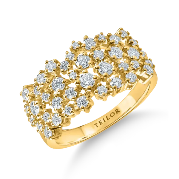 Inel geometric din aur galben cu diamante de 0.9ct