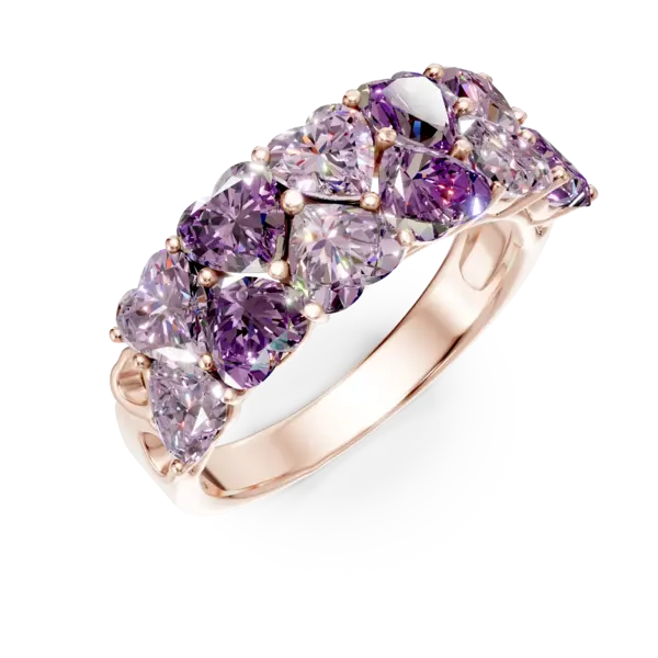 Inel geometric din aur roz cu ametiste heart de 2.6ct