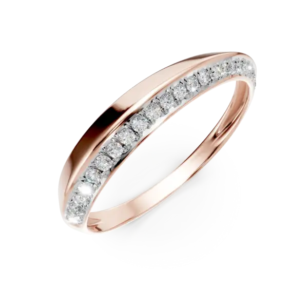 Inel geometric din aur roz cu diamante de 0.1ct
