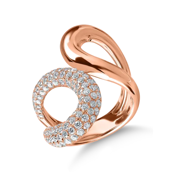 Inel geometric din aur roz cu diamante de 1.5ct