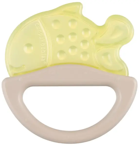 Inel gingival din silicon cu zornaitoare Canpol - Pește, galben