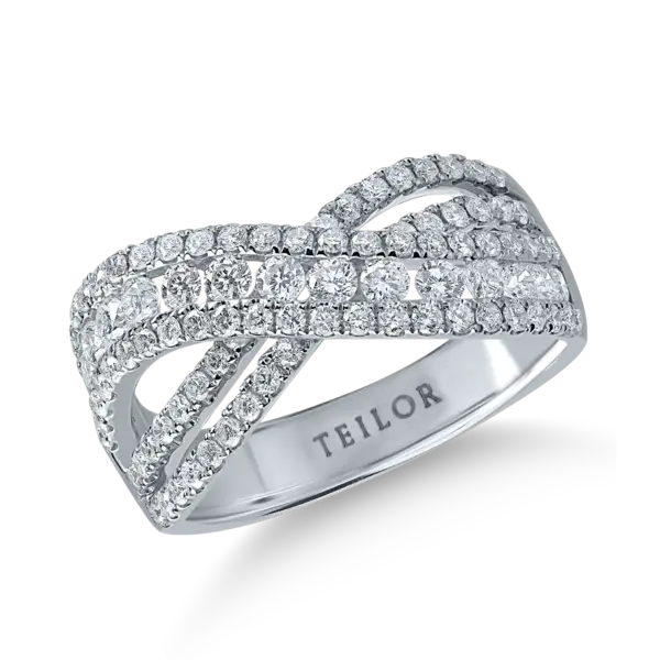 Inel impletit din aur alb cu diamante de 1.28ct