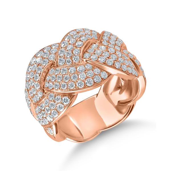Inel impletit din aur roz cu diamante de 1.7ct