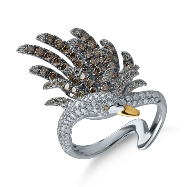 Inel lebada din aur alb cu diamante de 1.88ct