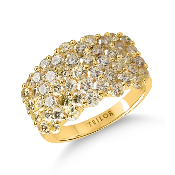 Inel microsetting din aur galben cu diamante galbene de 3ct
