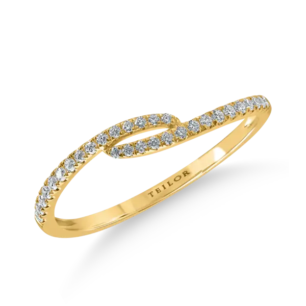 Inel minimalist din aur galben cu diamante de 0.12ct