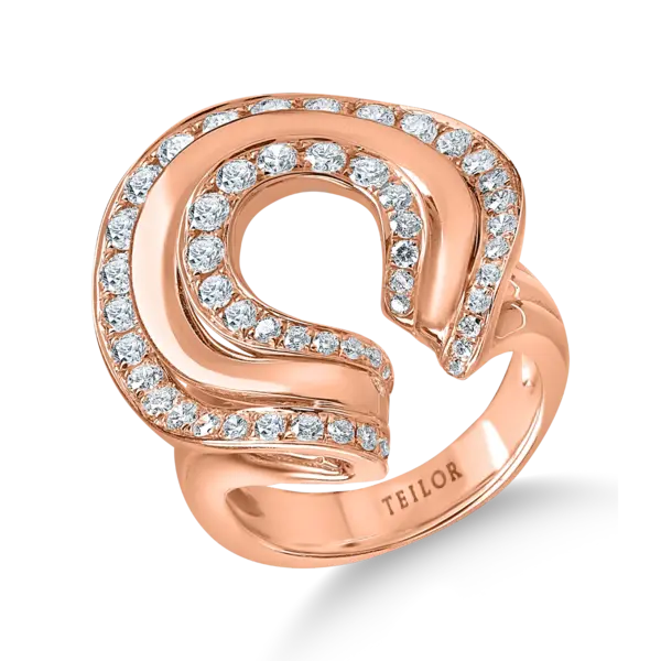 Inel minimalist din aur roz cu diamante de 1.37ct