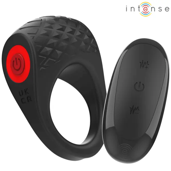 Inel pentru penis cu vibrații INTENSE – Clover, 10 moduri, telecomandă, încărcare USB, silicon medical, negru
