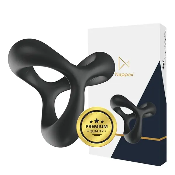 Inel pentru penis Nappex - Jari, dublu pentru stimularea erectiei, din silicon, negru