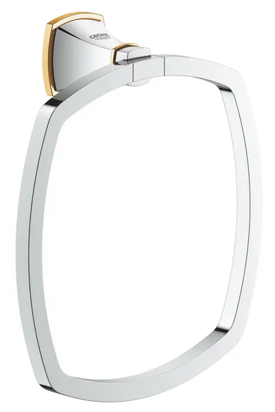 Inel prosop Grohe, Grandera towel ring, montare pe perete, fixare ascunsa, crom/auriu