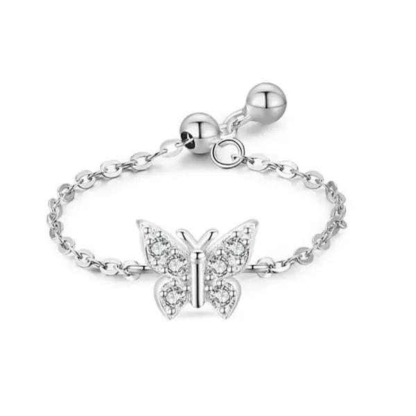 Inel reglabil argint 925, JW1826, model fluture, placat cu rodiu