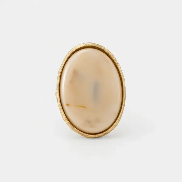 Inel reglabil din otel inoxidabil cu insert Ivory, design statement