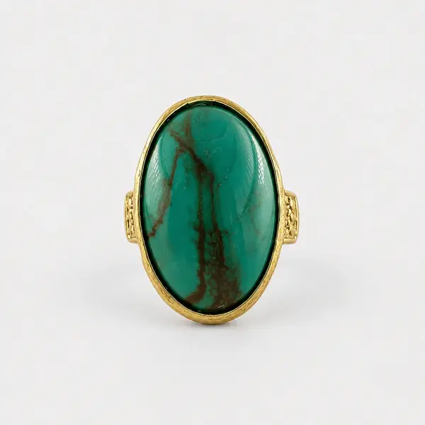 Inel reglabil din otel inoxidabil cu insert Turquoise, design statement