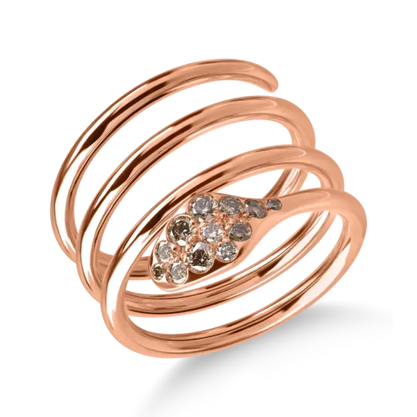Inel sarpe din aur roz cu diamante maro de 0.3ct
