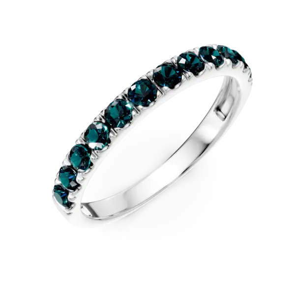 Inel semi etenity din aur alb cu diamante albastre de 0.4ct