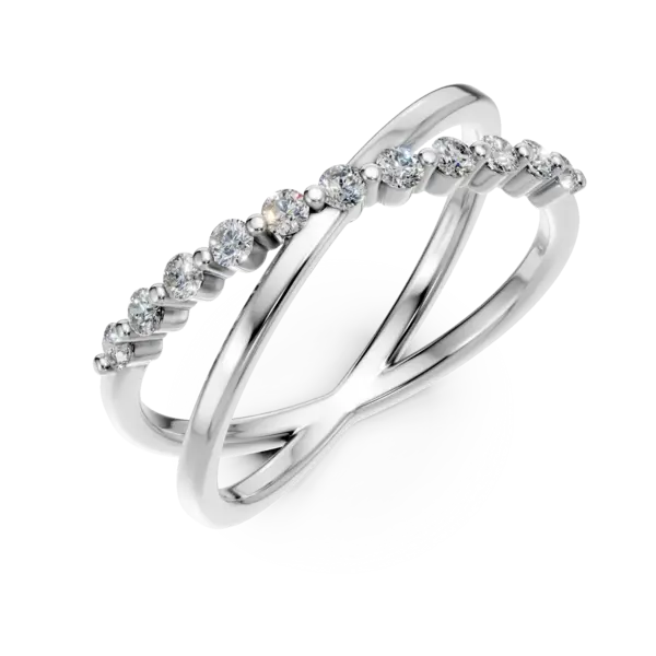 Inel semi eternity din aur alb cu diamante de 0.16ct