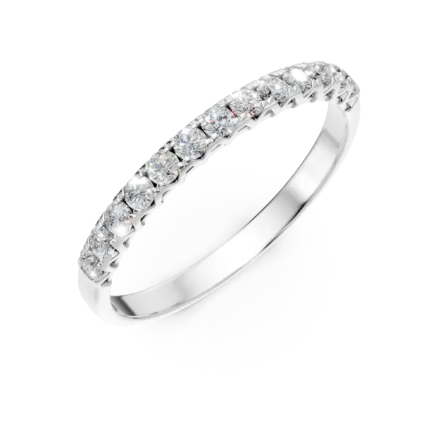 Inel semi eternity din aur alb cu diamante de 0.2ct