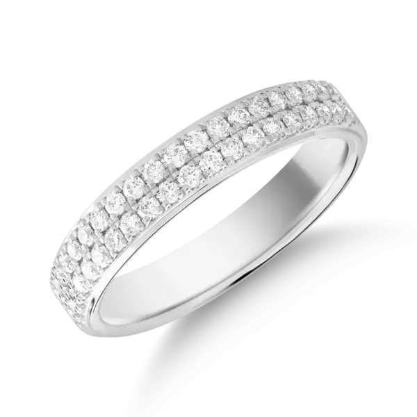 Inel semi eternity din aur alb cu diamante de 0.35ct