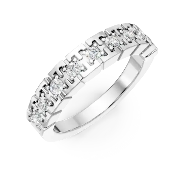 Inel semi eternity din aur alb cu diamante de 0.38ct