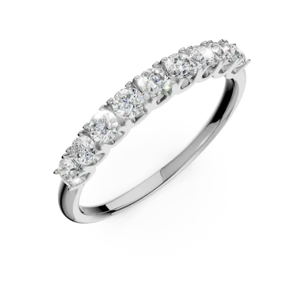 Inel semi eternity din aur alb cu diamante de 0.5ct