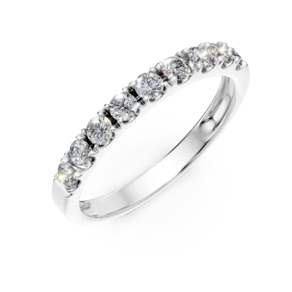 Inel semi eternity din aur alb cu diamante de 0.6ct