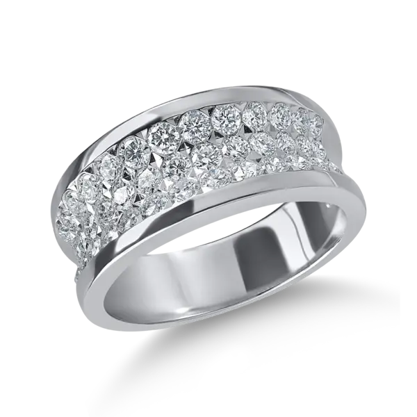 Inel semi eternity din aur alb cu diamante de 1.06ct