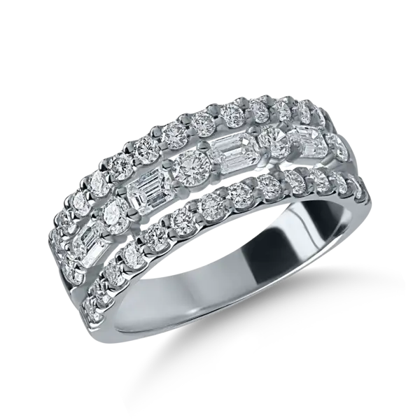 Inel semi eternity din aur alb cu diamante de 1.24ct