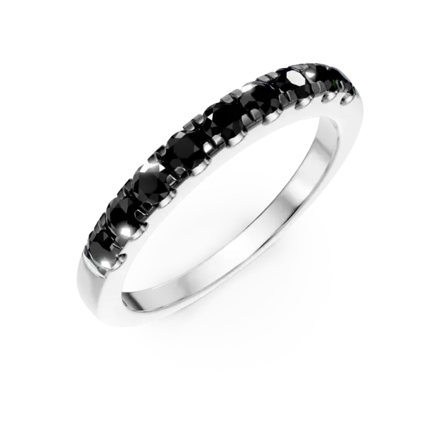 Inel semi eternity din aur alb cu diamante negre de 0.92ct