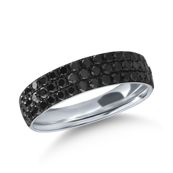 Inel semi eternity din aur alb cu diamante negre de 1.1ct
