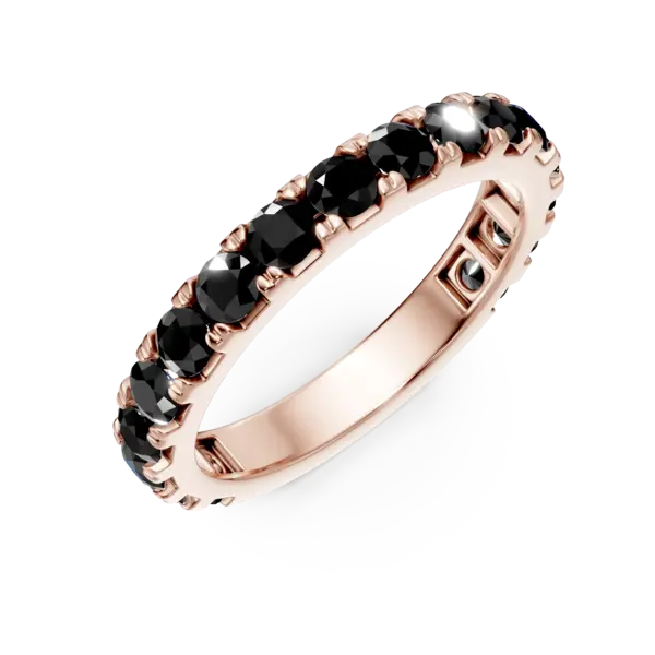 Inel semi eternity din aur alb cu diamante negre de 1.3ct